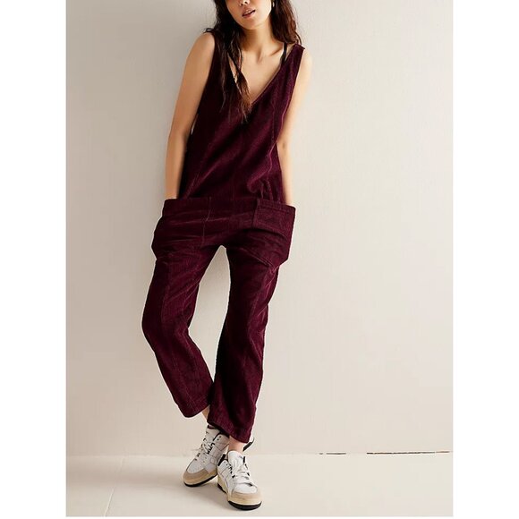 Free People Pants - NWT FREE PEOPLE High Roller Cord Jumpsuit / Italian Plum